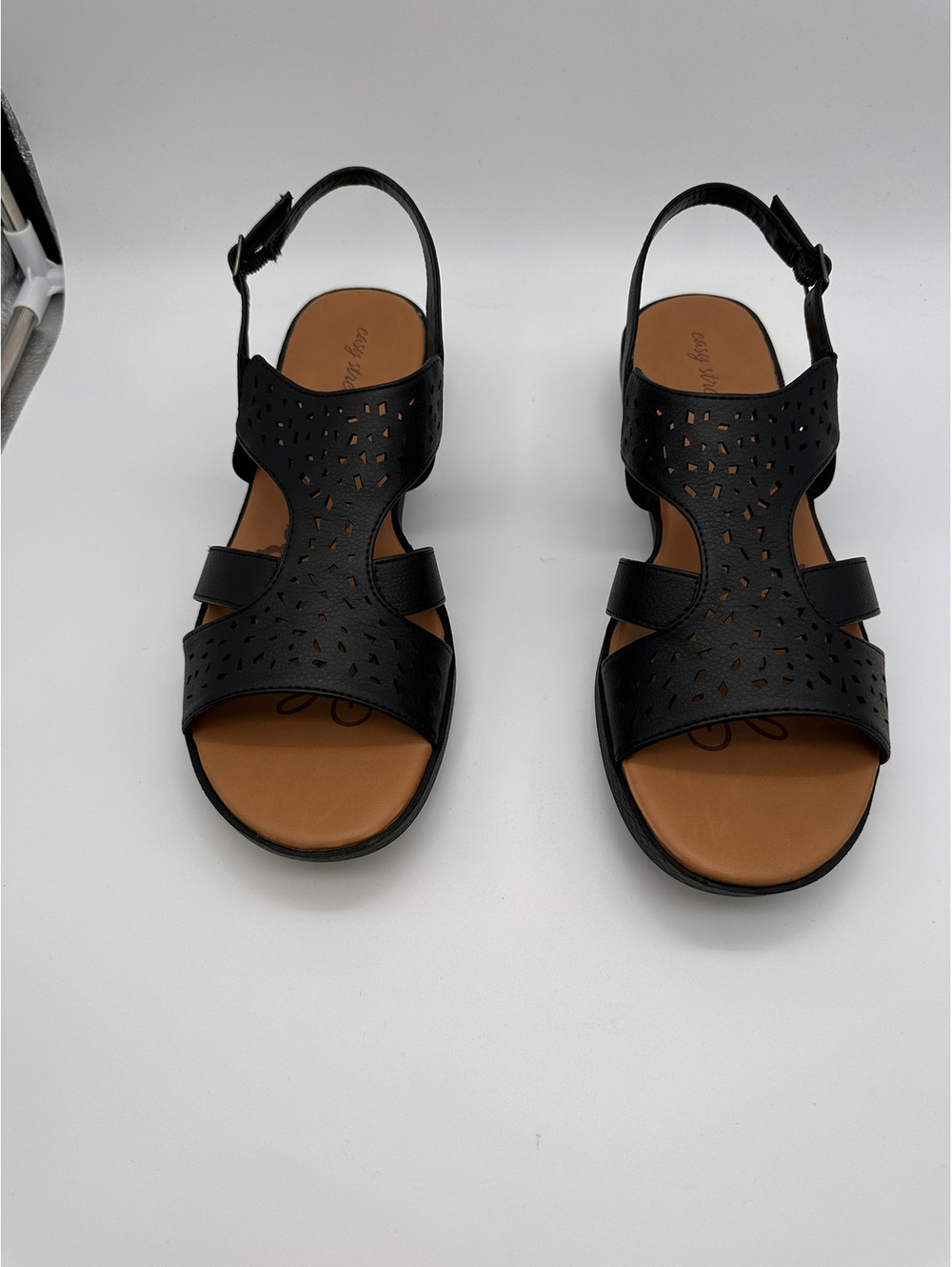 Easy Street Women's Black Cutout Slingback Sandals Size 12M